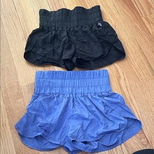 Free people movement Black and Blue Ruffled Shorts Set size small both lined